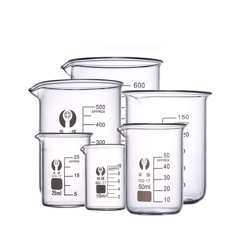 

1 Set Lab Borosilicate GLass Beaker All Sizes Chemical Experiment Laboratory Equipment