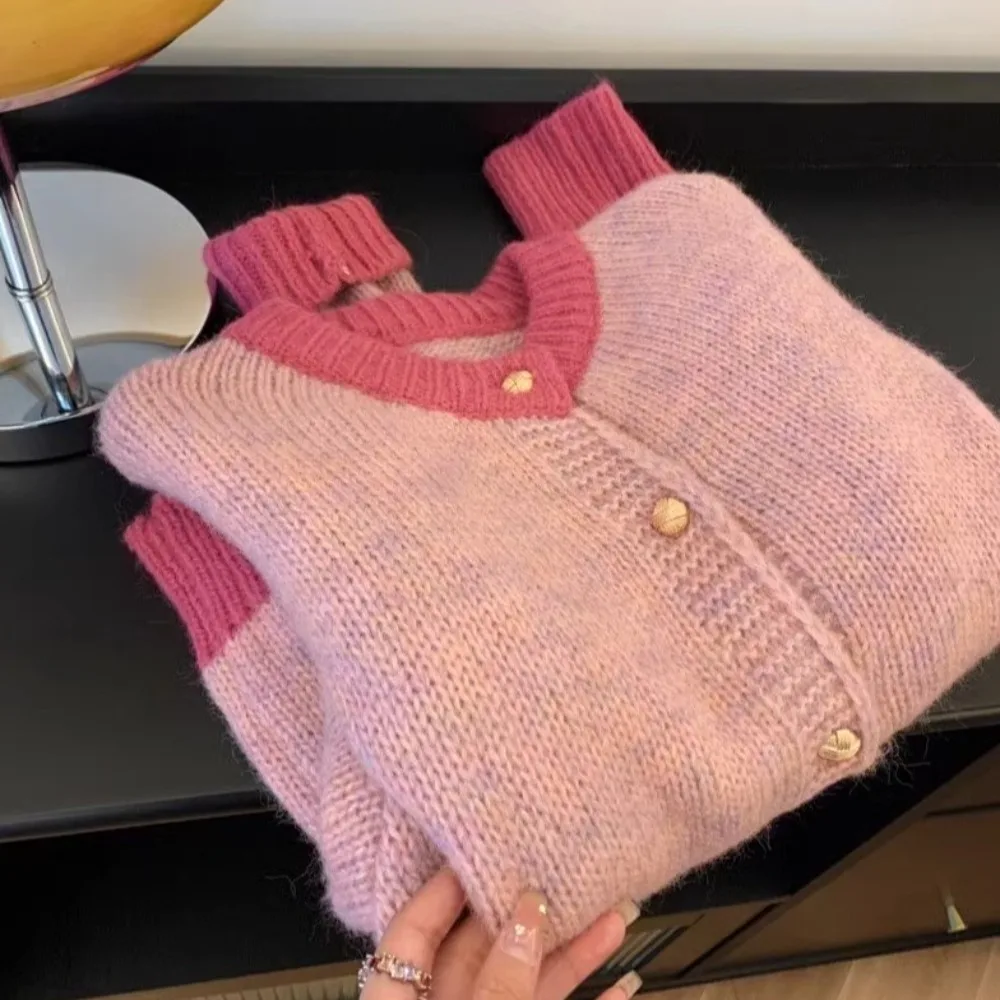 Mode Y2K vesten met lange mouwen losse trui gebreide jassen ronde hals vrouwelijke top gehaakte crop trui lente herfst