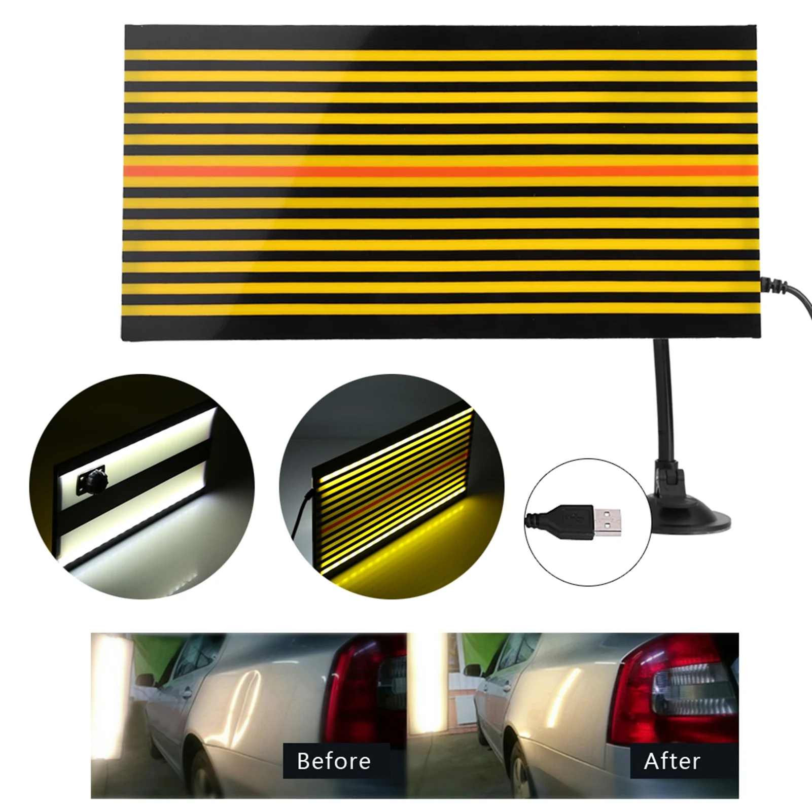 Paintless Dent Repair Removal Tool Checking Reflector Line Board with LED Light and USB