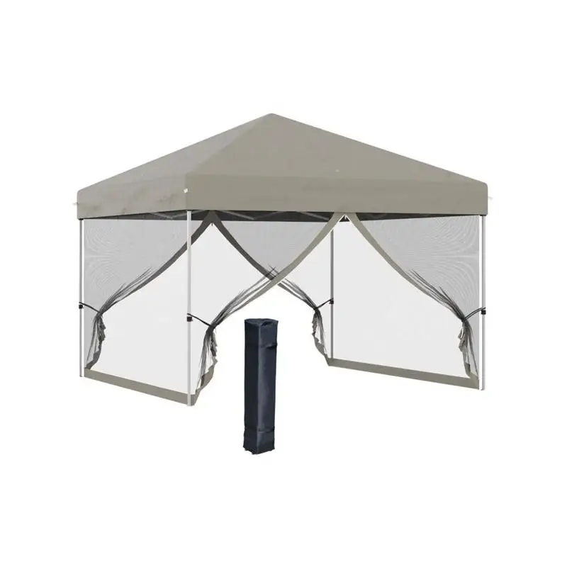 

10x10 Pop-Up Canopy Tent - Beige Portable Outdoor Shelter for Events, Parties, and Camping