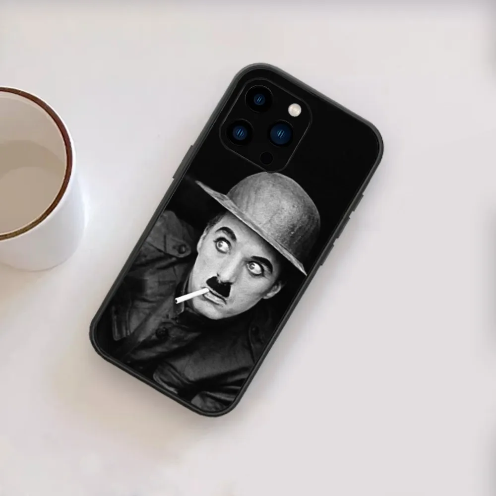 C-Charlie Chaplin Phone Case For iPhone 13 14 15 11 12 X XS Mini Pro Max Black Cover