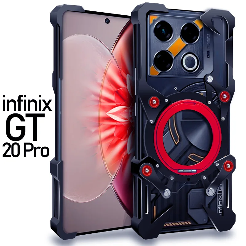 فاخر زيمون معدن جديد ثور الثقيلة درع معدن الألومنيوم جراب هاتف ل انفينيكس GT 10 20 نوت 40 50 برو + عودة Fundas Coques #5