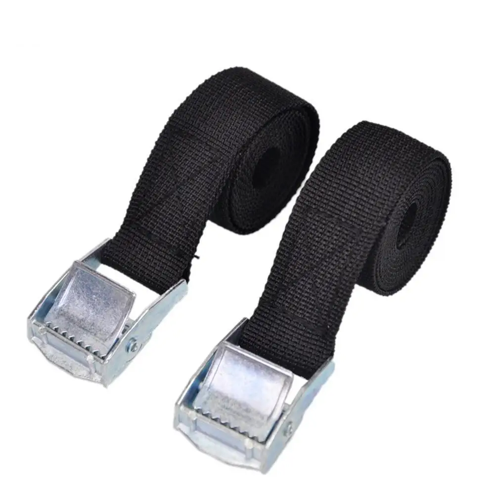 2pcs Ratchet Tie-up Strap BlackTie Down Strap Strong Ratchet Belt Luggage Bag Cargo Lash Belt Strap Travel Cargo Strap Tool