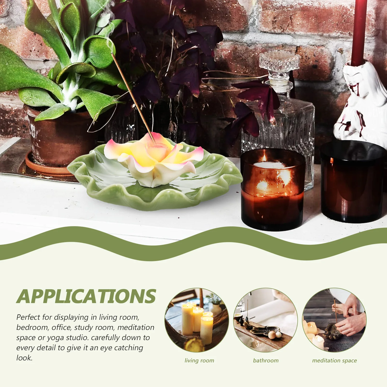 

Flower Shape Ceramic Incense Stick Holder Burner Ash Catcher Home Decor Meditation Yoga Incense Holder Purifies Air