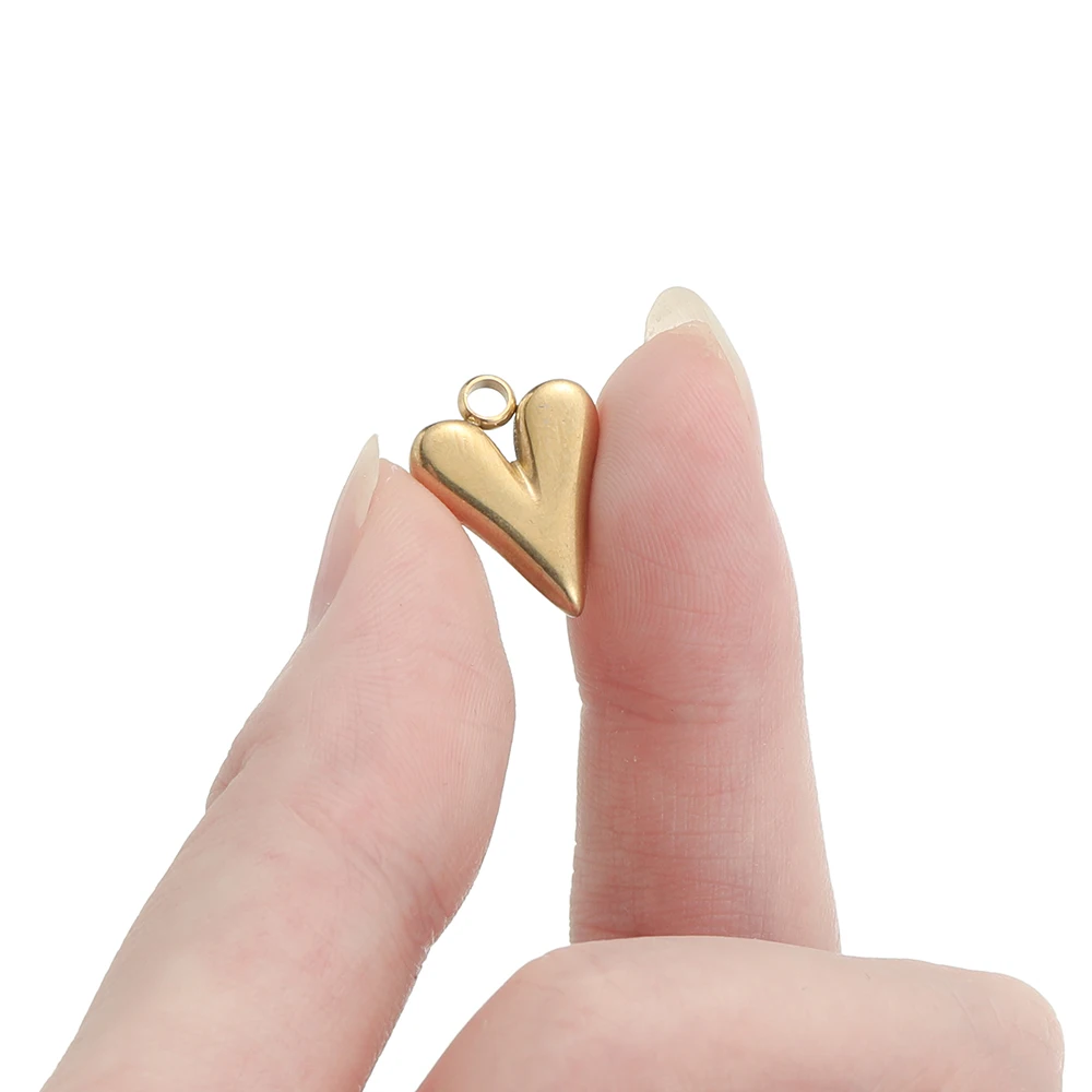 5pcs/pack Stainless Steel Love Heart Shape Charms Pendants for Handmade DIY Jewelry Necklace Earring Making Accessories