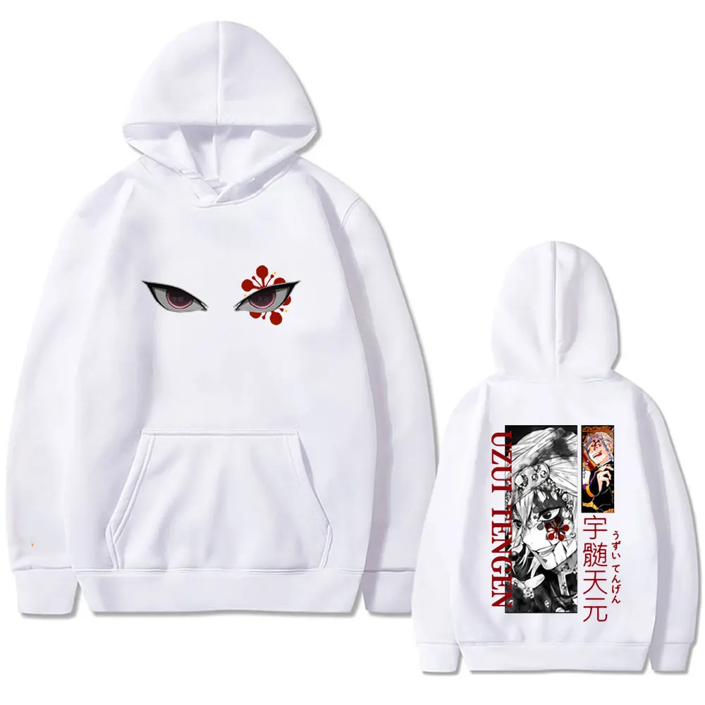 Anime Demon Slayer Uzui Tengen Eyes Graphic Print Hoodie Men Women Casual Oversized Pullover Male Vintage Fleece Cotton Hoodies