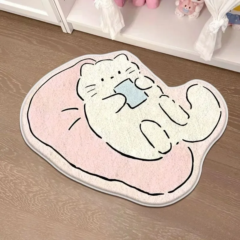 Cartoon Shaped Cashmere Absorbent Bathroom Floor Mat Home Bedroom Bedside Carpet Toilet Door Mat