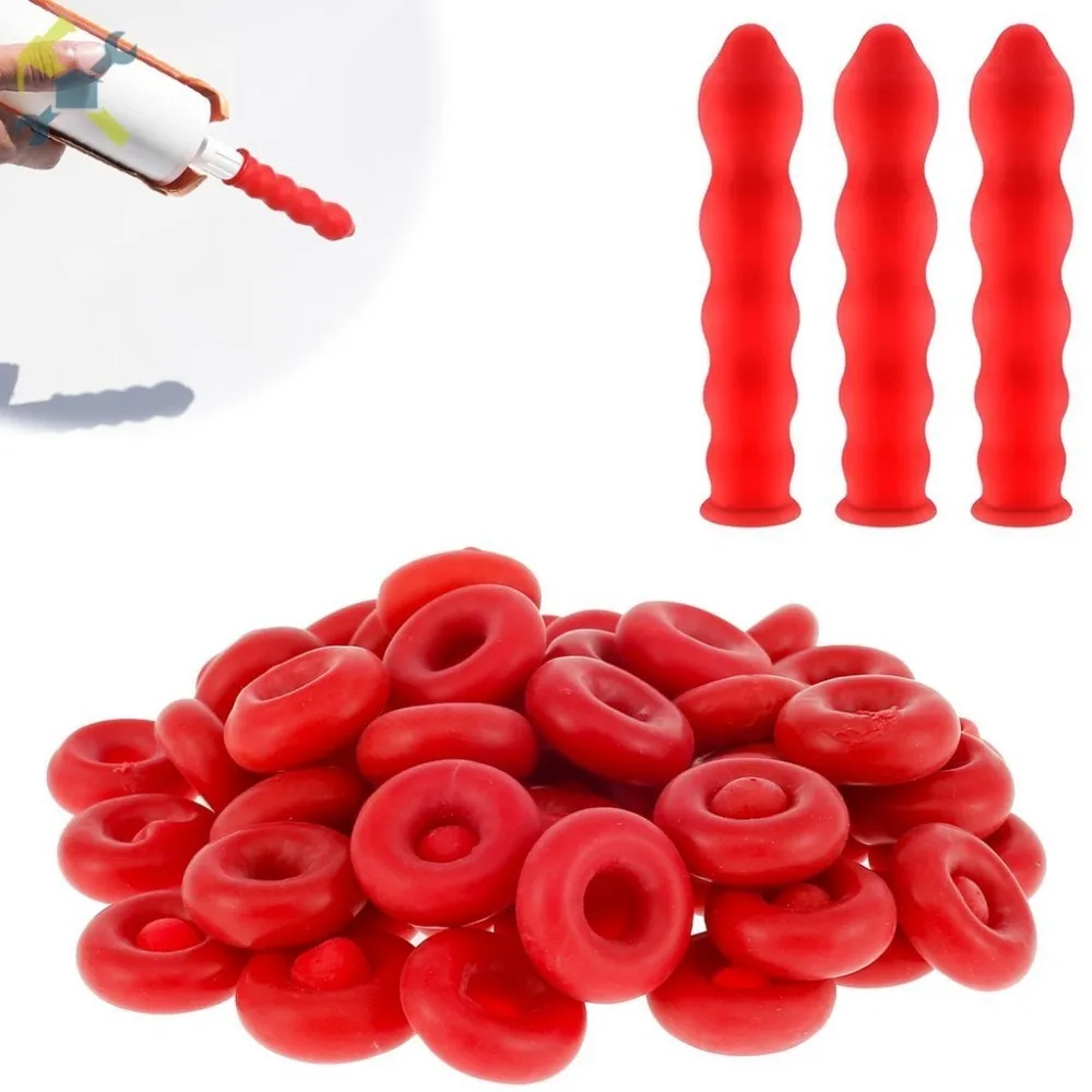 20Pcs Red Caulking Nozzles Cap Glass Glue Tip Saver Open Tube for Preserving Caulk Latex Tube Sealer Adhesives Tools Set Sealant