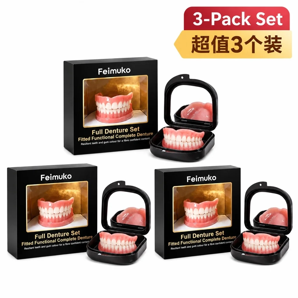 1/2/3 Premium Custom Upper&Lower Full Mouth Silicone Dentures,Lifelike Natural Teeth All-Day Comfort Boost Confidence&Oral Care