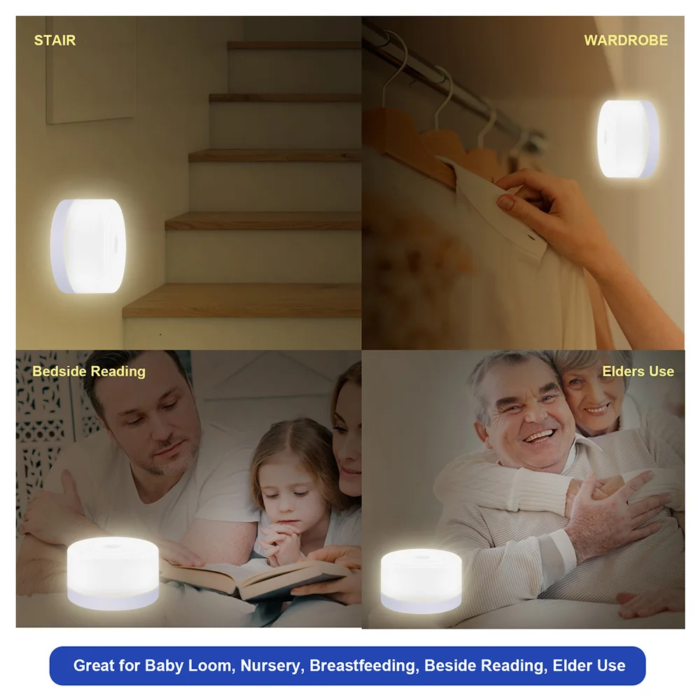 5 Led Mini Night Light Portable Usb Rechargeable Bedside Desktop Table Touch Lamp for Home Baby Room Decoration
