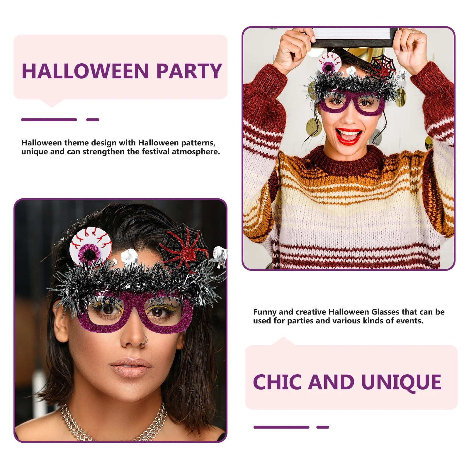 

Unique Halloween Party Glasses Funny Eyewear Prop for Cosplay Events Decorative Theme Accessories Spooky Festive Look