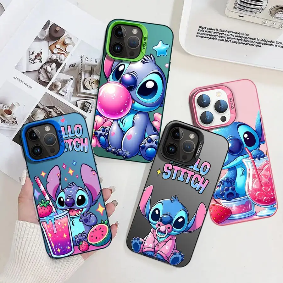 

Soft Cover Phone Case for iPhone 16e 16Pro 11 14 Pro MAX 13Pro 16 12 15 Plus 13 Disney Stitch Angle