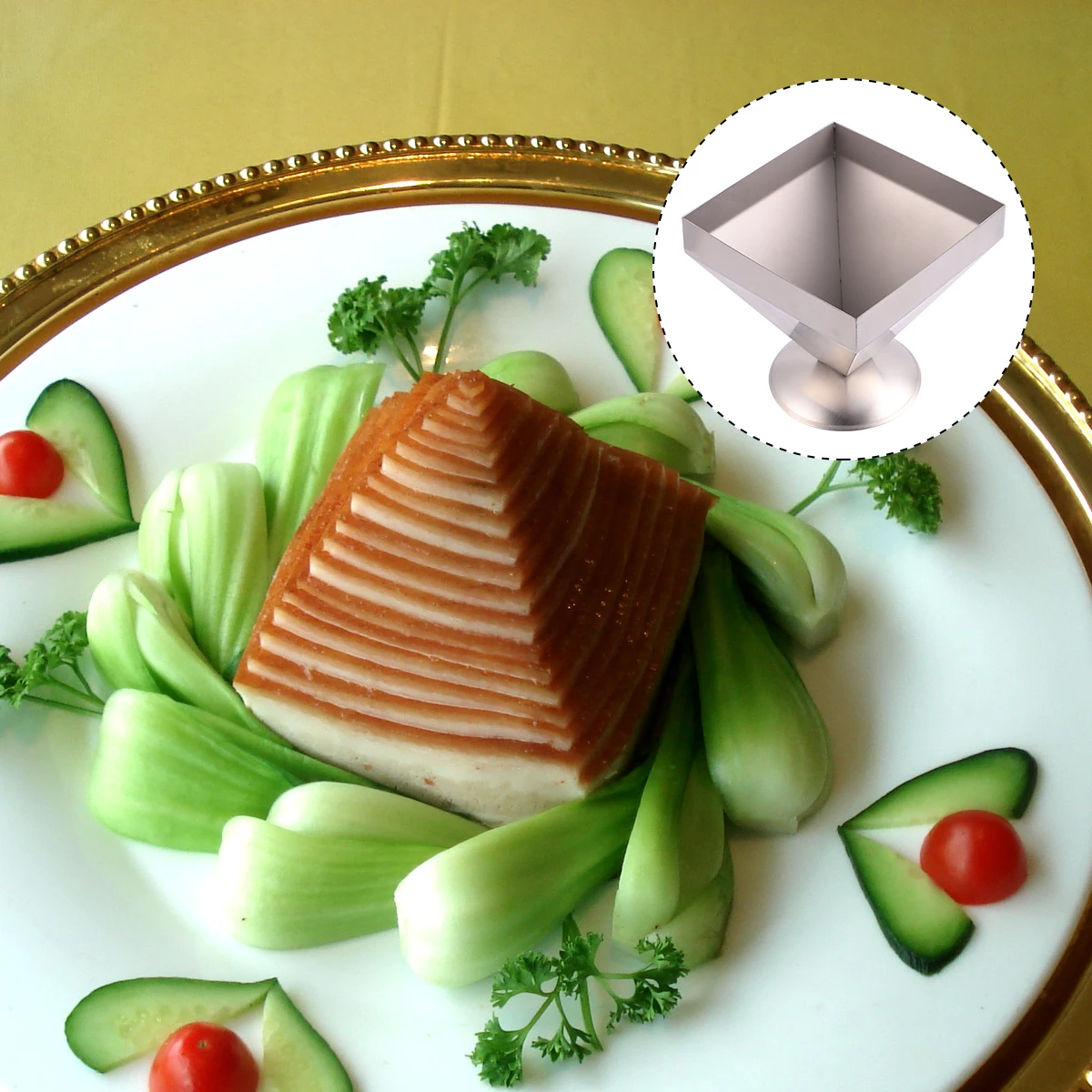 

Four-corner Tower Mold Stainless Steel Baking Decorative Pagoda Shaped Non-stick Kitchen Supplies Cold Dish Molds Durability