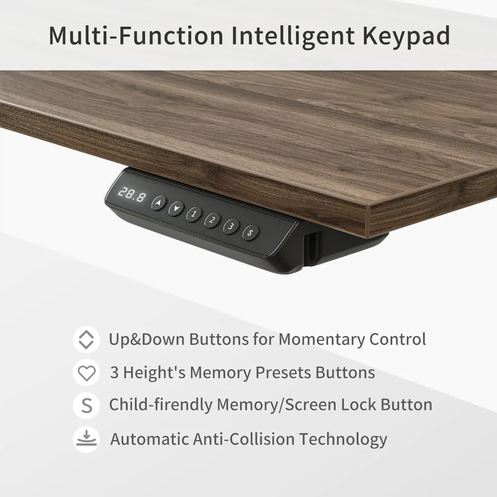 مكتب قائم تنفيذي على شكل حرف L مقاس 63 بوصة مع خزانة ملفات، ارتفاع كهربائي قابل للتعديل #3