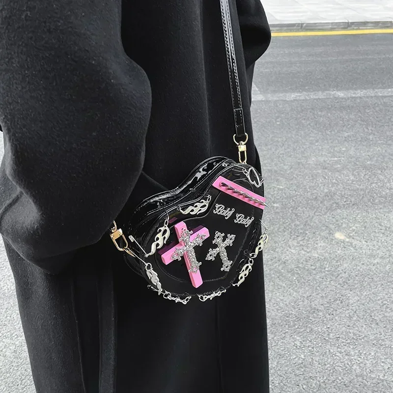 Popularna, modna torebka damska typu Crossbody z łańcuchem Punk PU 2024 nowa modna damska torba na ramię torebka o dużej pojemności