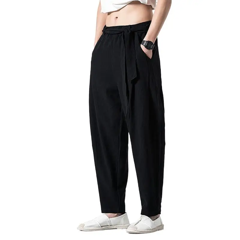 

Plus size M-7XL Men's cotton linen pants,Man Jogger Pants Harem Trouser Big size Chinese Baggy Pants black gray white khaki pant