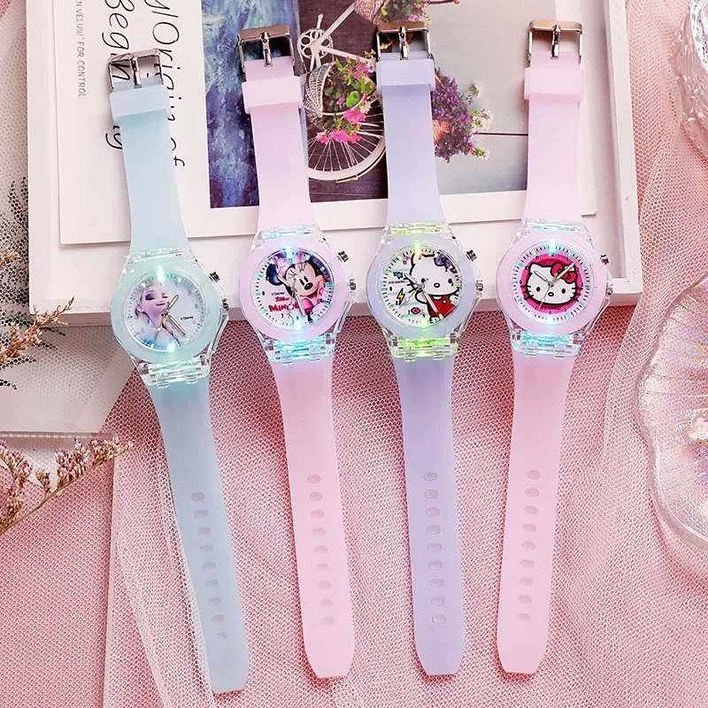 Disney Mickey Frozen Cartoon Children Watches For Kids Wristwatch Fashion Student LED Electronic Sport Girl Watch Gifts Toys