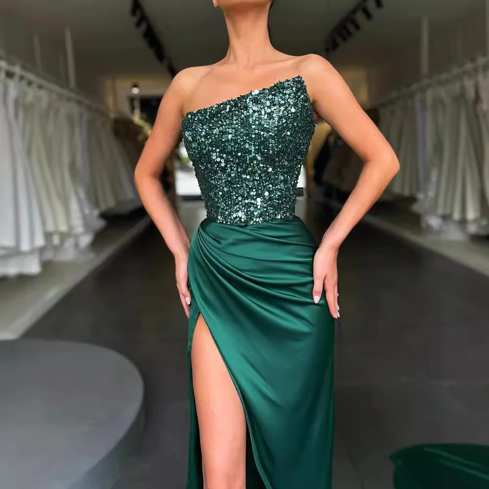 

Hot Spring Evening Dress for Women European and American Atmosphere High Slit Sexy Temperament Formal