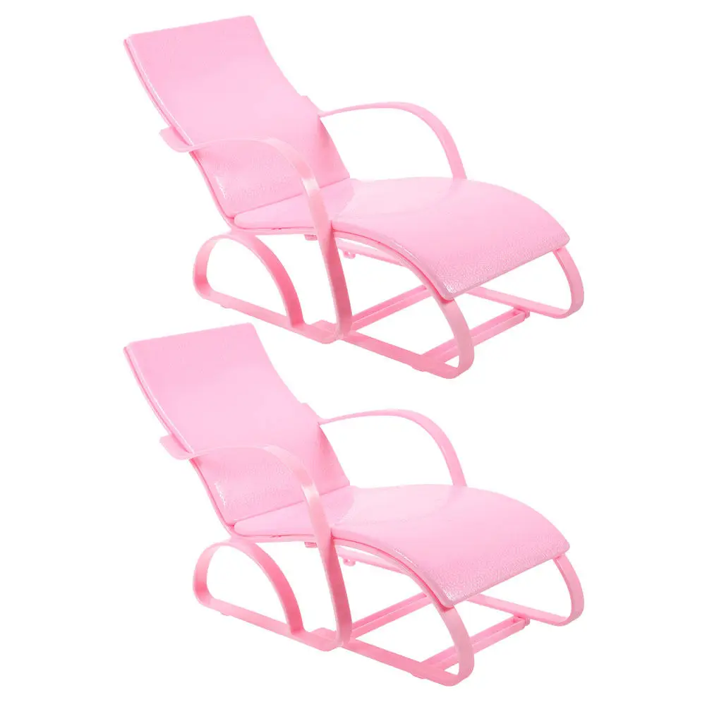 

2Pcs Beach Chair Miniature Simulated Beach Chairs for 11.5inch Micro Landscape Display Decoration Mini House Chair Model
