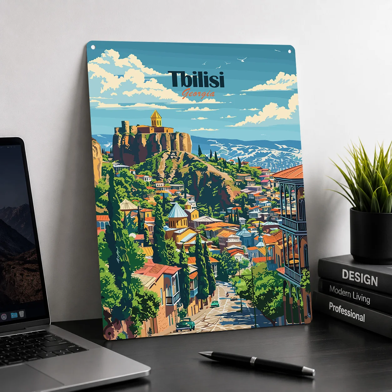 Tbilisi Decor Room Decoration Man Georgia Travel Personalized 3D Textured Metal Poster Wall Art Vintage Tin Signs for Home Deco