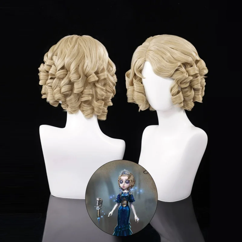 Identidade V Doctor Zhong Xia LiuyingcosFluffy Roman Curl Parte Lateral Peruca Cabelo Curto