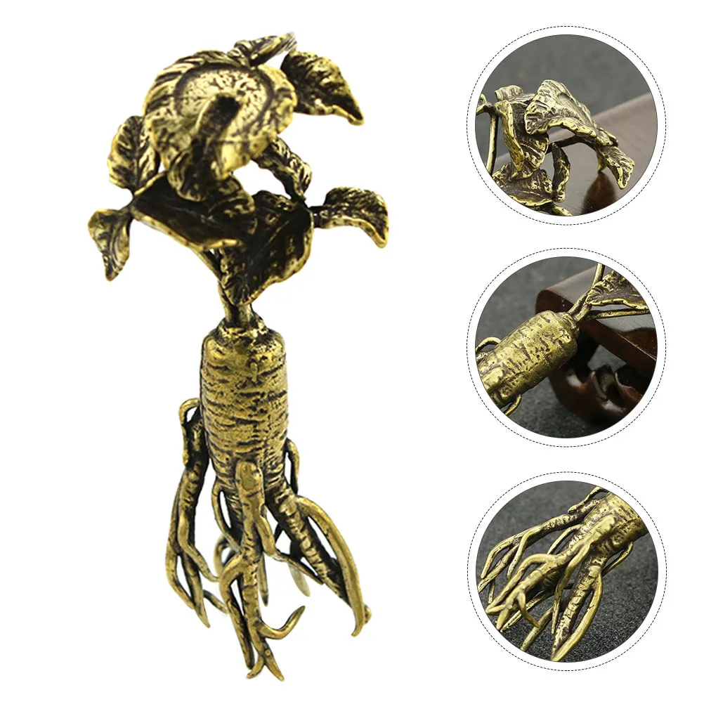 Retro Ginseng Decor Brass Craft Adornment Delicate nament Desktop Accessories Easy to Carry Home Office Elegant Demeanor