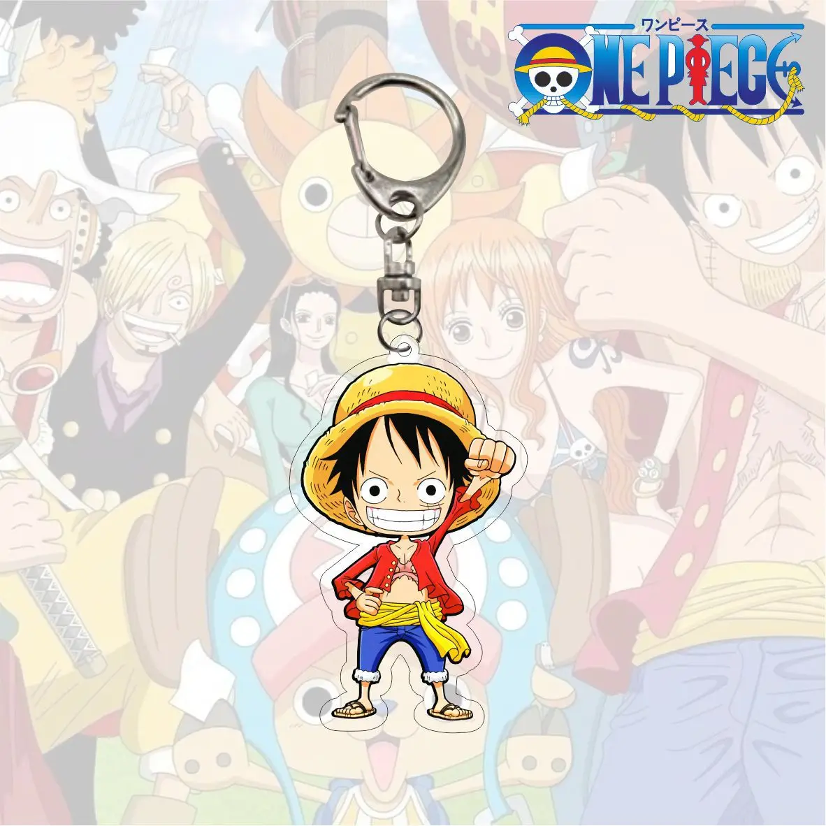 One Piece Anime Keychain Cartoon Figure Monkey D Luffy Roronoa Zoro Acrylic Badge Pendant Keyring Kawaii Jewelry Accessories