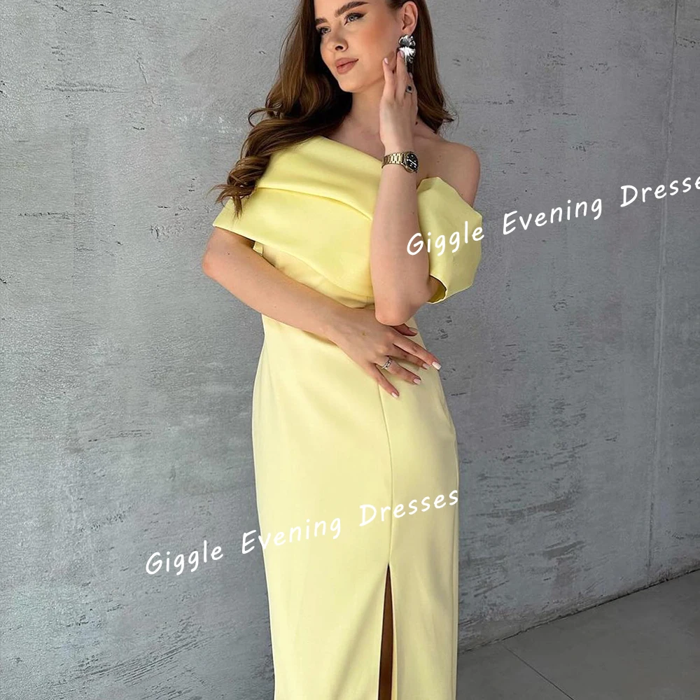 Satin Off-Shoulder Formal Pleating Prom Gown Slit Saudi Arab Summer Close-Fitting Elegant Ladies Pretty Evening Dresses 2024