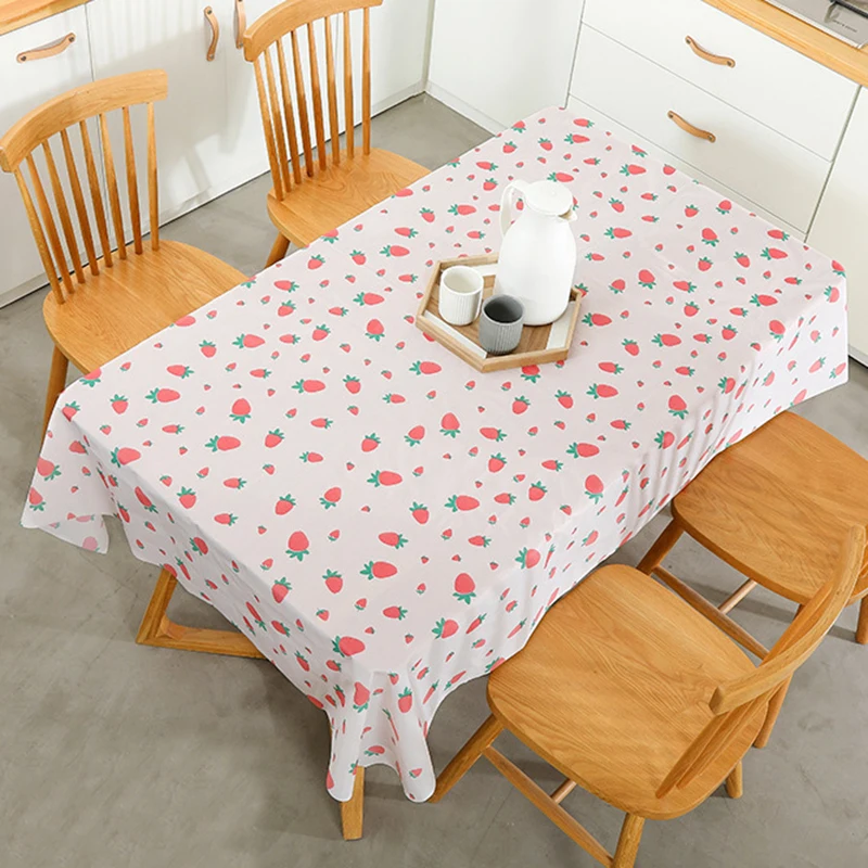 Fruit Strawberry Printed Tablecloth Rectangular Waterproof Kitchen Dining Table Cover Cushion Coffee Table Cloth Home Decor