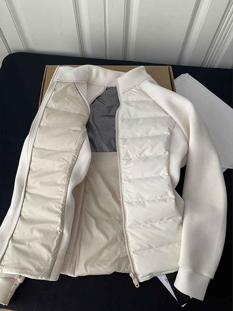 

Белая легкая пуховая хлопковая мужская зимняя спортивная одежда Jaet с внутренней подкладкой на молнии, длинное пальто обычного кроя Sve