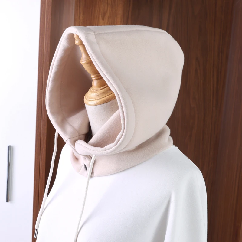 

Winter Thermal Neck Warmer Buckle Outdoor Skiing Face Mask Hooded Windproof Cycling Cap Solid Color Fashionable soft Warm Hat