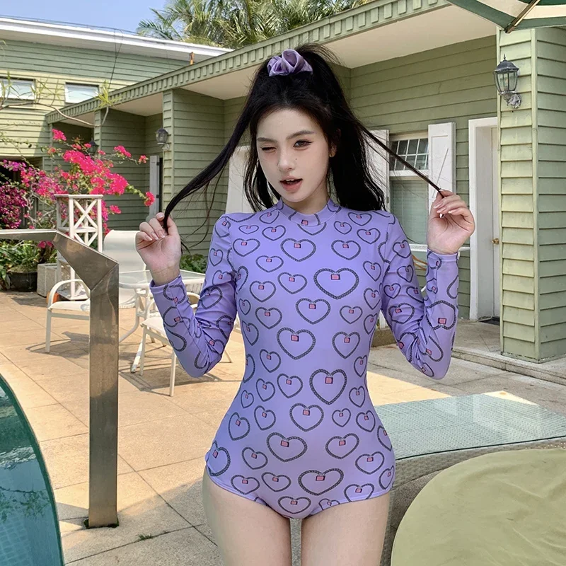 

Faionable Conservative Women's Swimsuit Long Sve Thermal Bathing Suit Slimming Swimwear Summer New Arrival