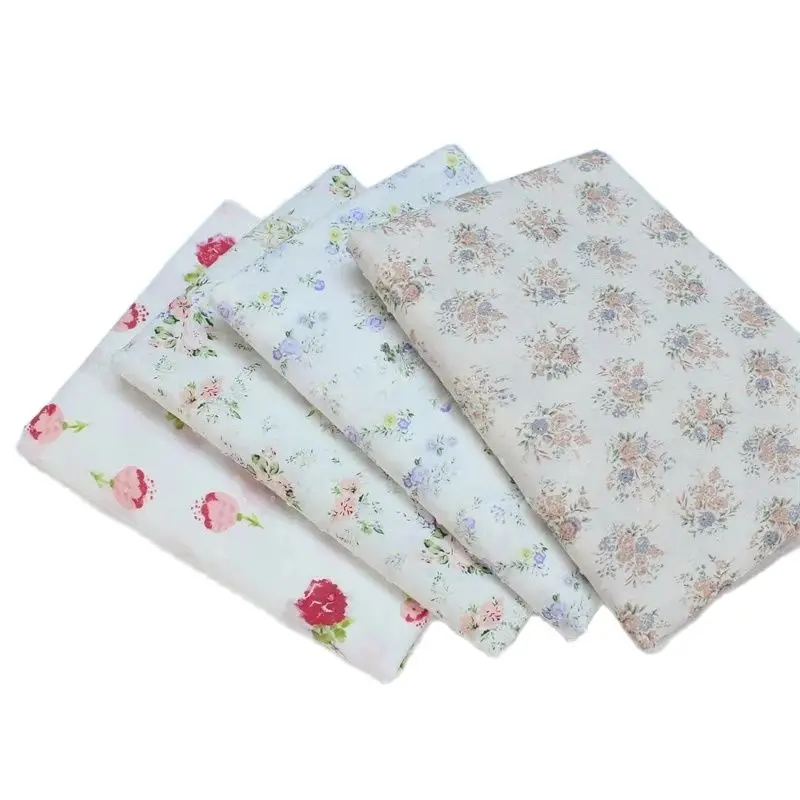 145x50cm Soft Comfortable Cotton Rose Fabric for Children's Clothing Sewing and DIY Handmade, Small Floral Print Sewing Cloth