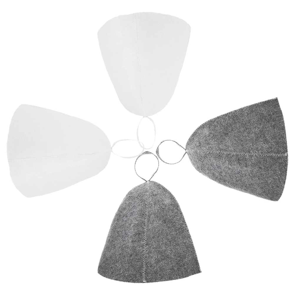 

4 Pcs Cap Felt Hat for Men Women Heat Insulation Bath Sauna Hat For Bathing Bathroom Spa Vaporarium Portable Absorbent