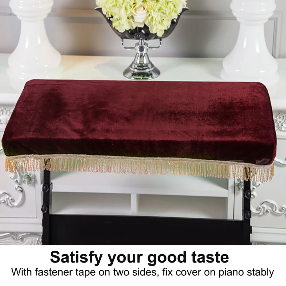 Premium Burgundy Color Keyboard Dust Cover Velvet Piano Keyboard Case Decorated Keyboard Protector 88 Keys Piano