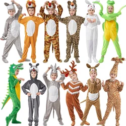 Multiple Styles Kids Cute Little Animals Jumpsuit Dinosaur Tiger Wolf Rabbit Giraffe Children Boys Girls Halloween Cosplay Suit