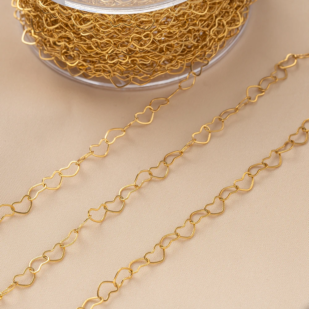 1 Meter Edelstahl-Hohlherz-Verbindungskette für DIY-Halsketten, Armbänder, Kleidung, Schmuckherstellung, Zubehör – Detail 5