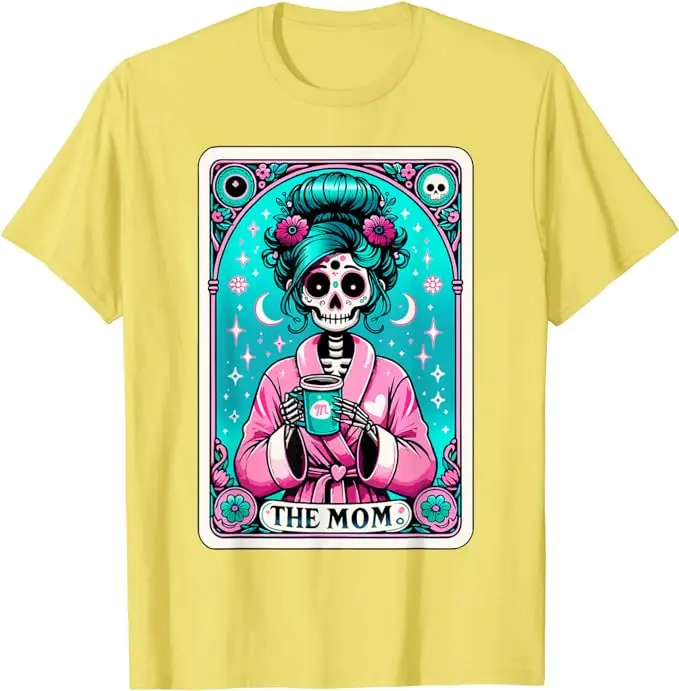 The Mom Tarot Card Skeleton Mothers Day Witch Mom Skull Mama T-Shirt Women\'s Fashion Mommy Tee Tops Gifts Short Sleeve Blouses