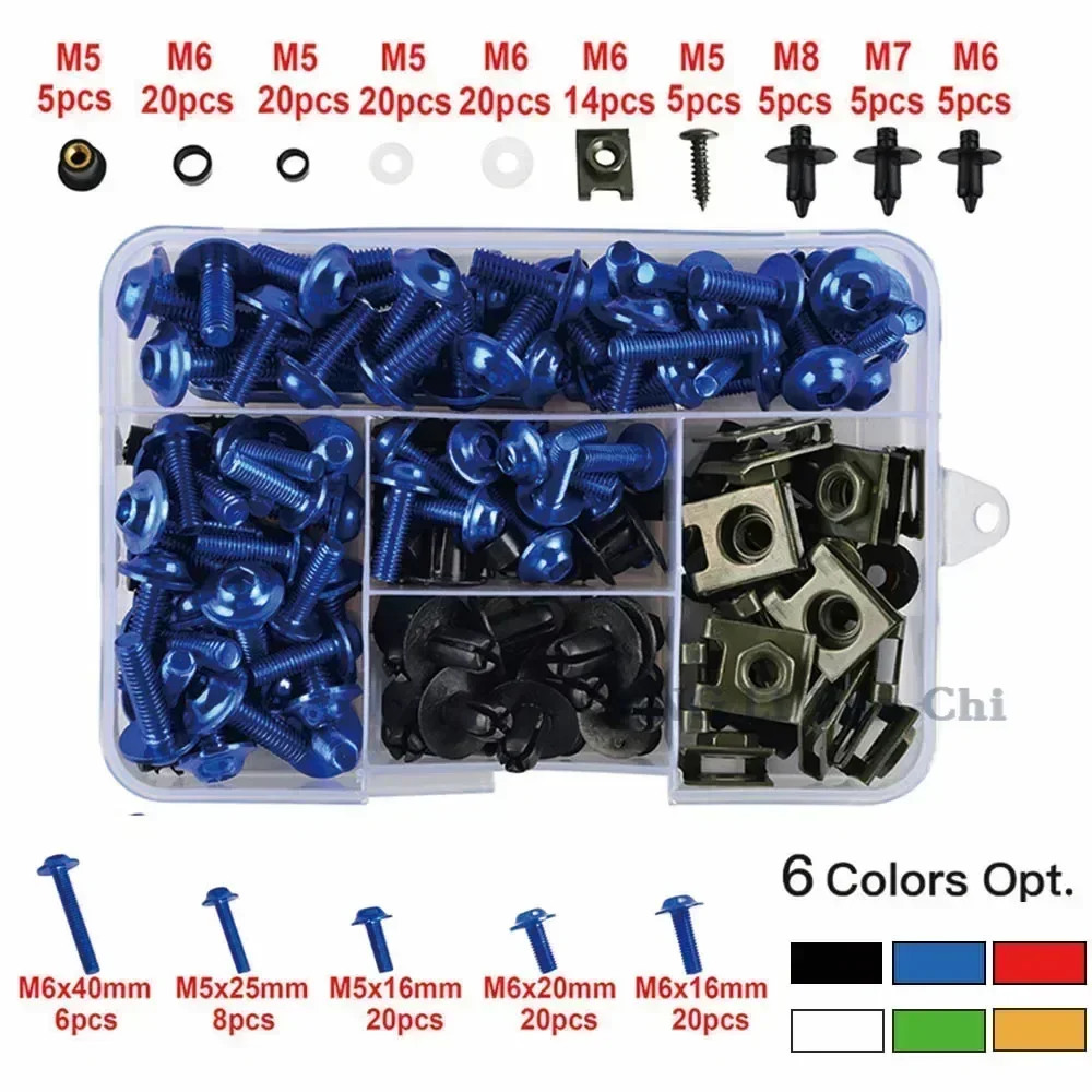 

193Pcs Motorcycle Accessories Aluminum Fairing Bolt Screws Kit Nut Clip For Honda CB650R CB500X CB400 CB500 CB650 CB125R CB1000R