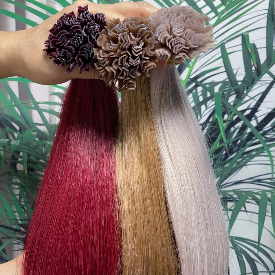 케라틴 V 팁 인간 헤어 익스텐션 천연 스트레이트 컬러 프리 본디드 퓨전 인간 헤어 익스텐션 케라틴 캡슐 18-30 인치