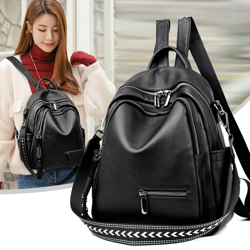 Woman Genuine Cow Leather Backpack Fashion Rucksack Ladies Bagpack Large Capacity Bookbag for Girls 100% Cowhide Knapsacks