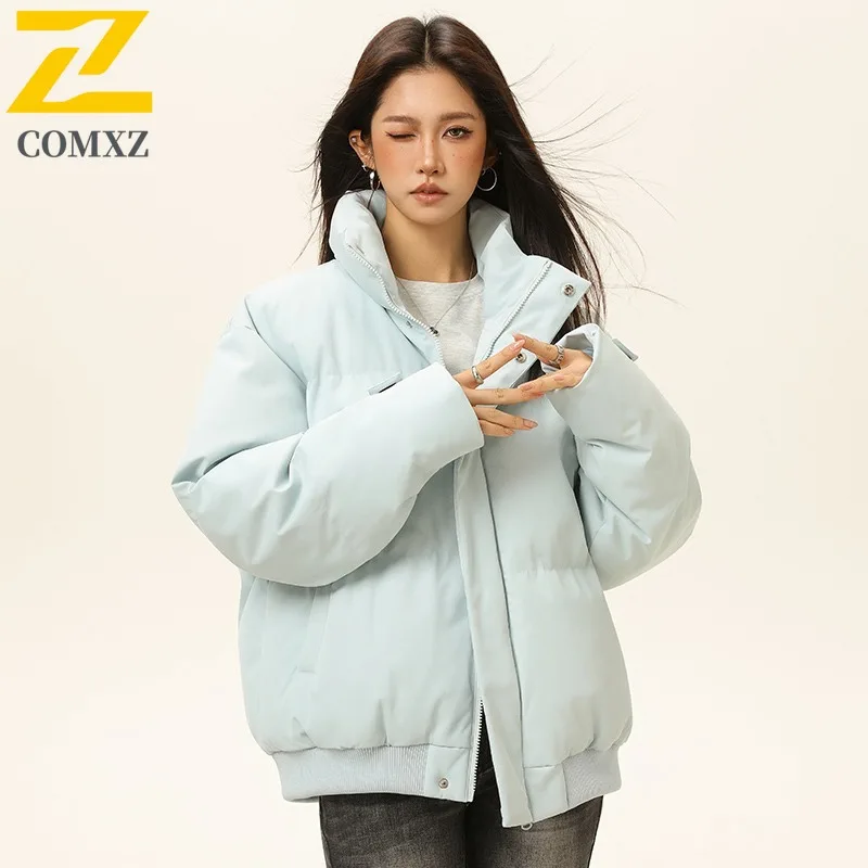

COMXZ Повседневная стеганая куртка с воротником-стойкой для мужчин, уличная экспедиционная толстая теплая парка в городском стиле, легкое зимнее новое хлопковое пальто