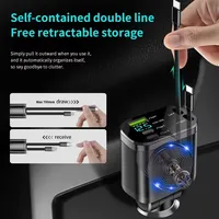 UYUXIO Multi Port Retractable USB C Car Charger Adapter with Voltage Display 66W Super Fast Charge for Macbook iPhone Samsung