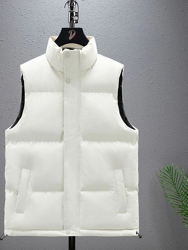 

Thiened down Cotton Vest for Men Faionable Spor Warmth-Kee Cold-Resistant Outerwear Svel Jaet Outerwear