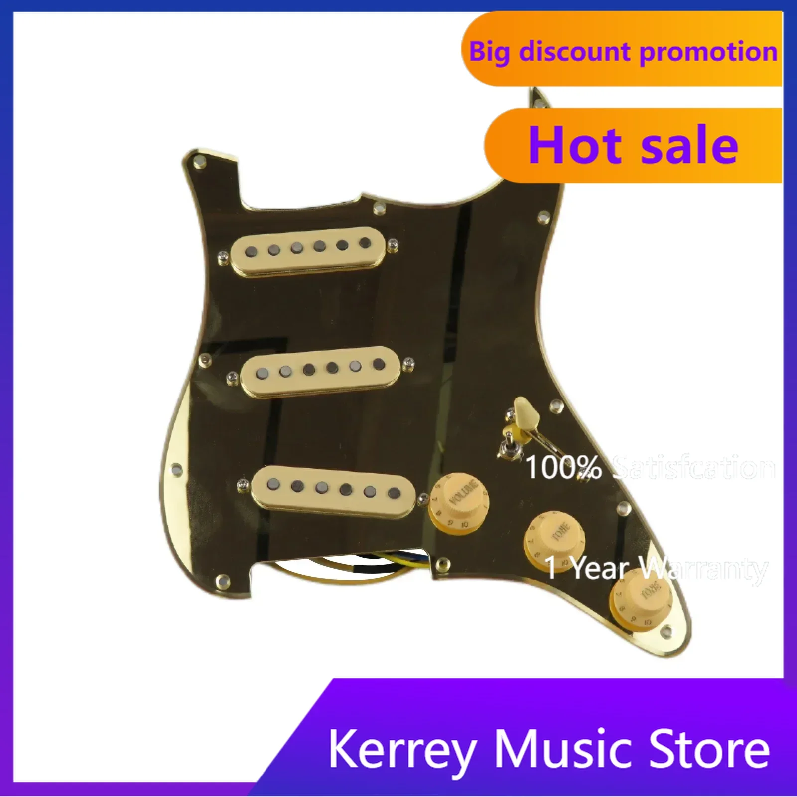 

Golden mirror Loaded Pickguard Pickups Guitar Alnico 5 Pickups SSS Single Coils Pickups /Yellow Pickup Covers Set