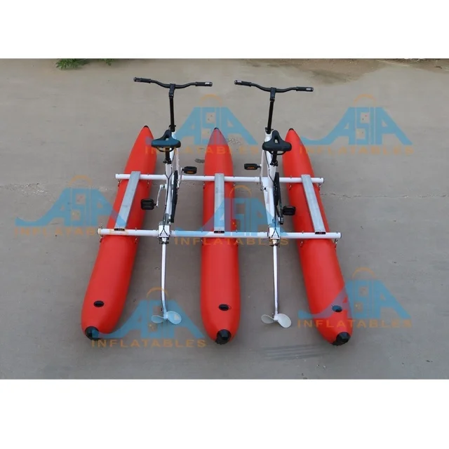 Pedal air logam paduan mengambang 2 orang, sepeda air ponton PVC sepeda Aqua tiup