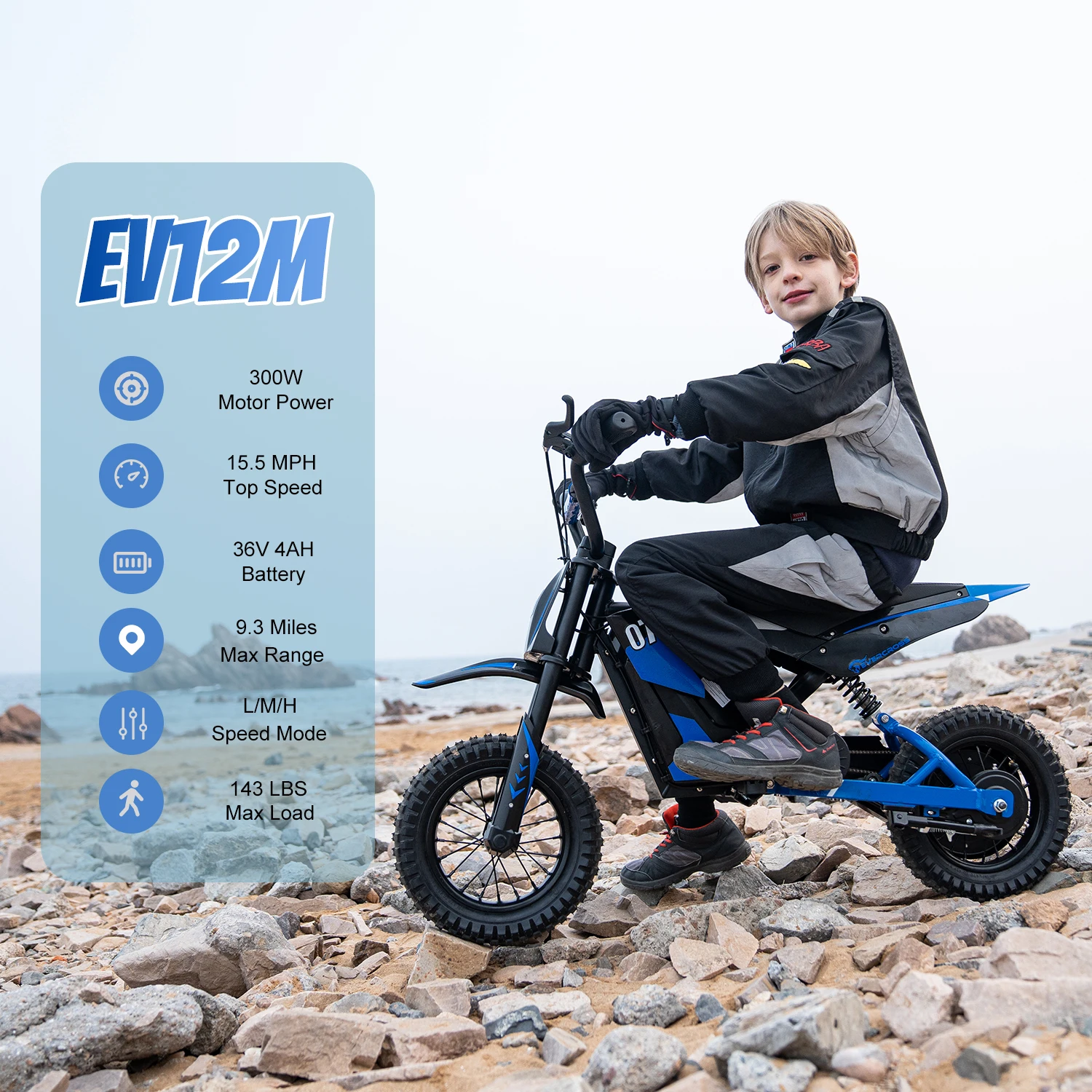 

Intelligent Library UK Warehouse 3 Speed 36 V Powerful Electric Kid's Gravel Dirt Motorcycle EV 12M Children Ebike