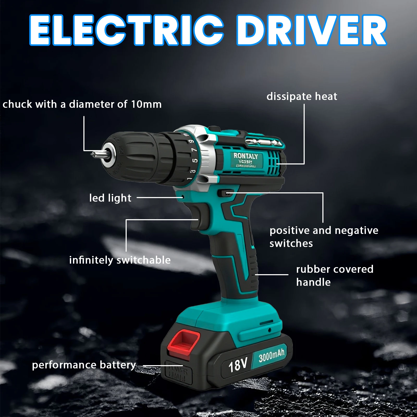 مفك براغي لاسلكي مع بطارية 3000 مللي أمبير في الساعة، مجموعة مثقاب بطارية 18 فولت 35 نيوتن متر كحد أقصى، مثقاب لاسلكي بسرعتين، لبطارية ماكيتا