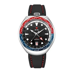 RED STAR 42mm New BullHead 100m Diving Automatic Mechanical Watches Calendar Luminous Double Domed Mineral Glass NH34 Wristwatch
