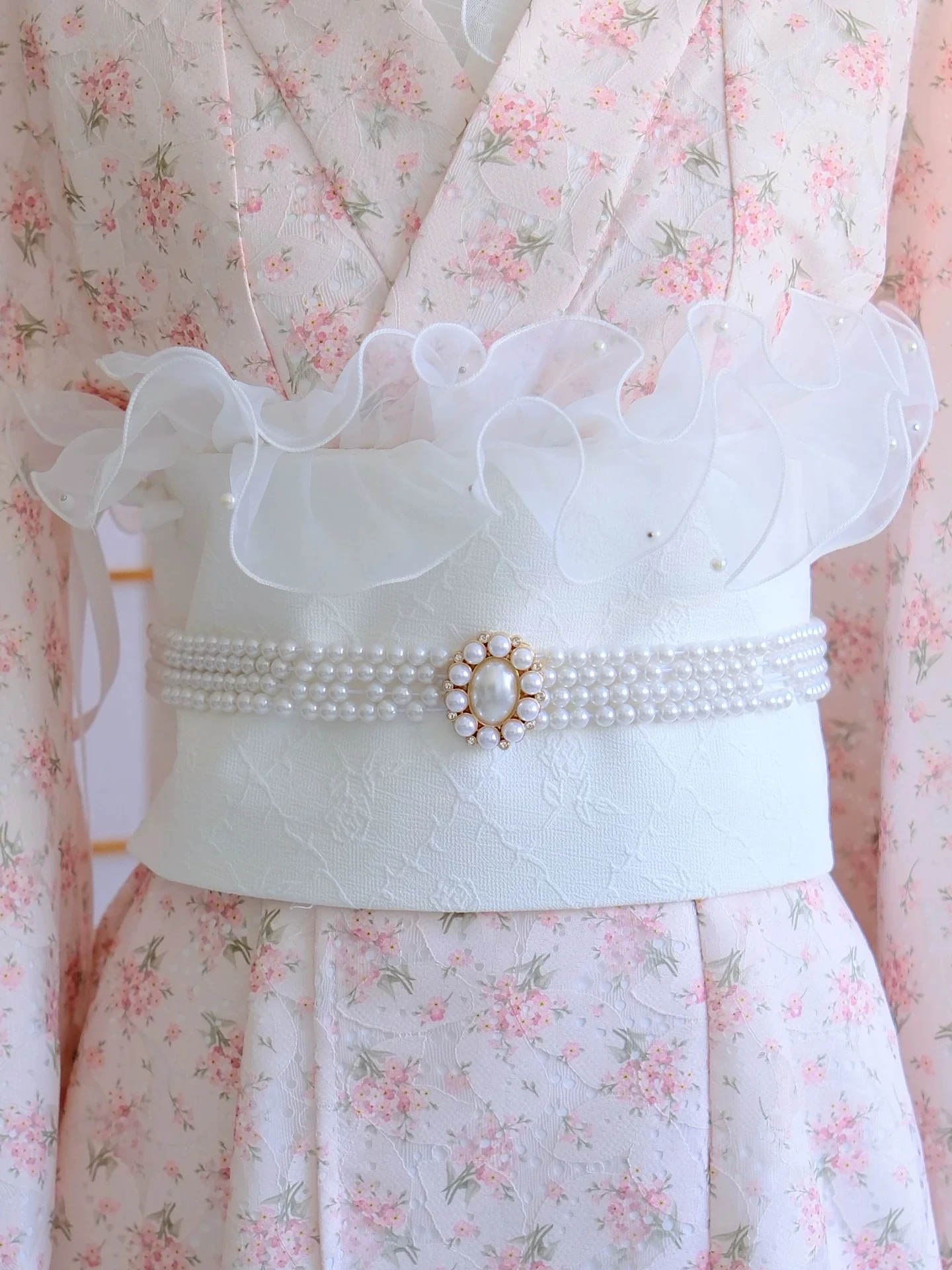 women-japanese-kimono-obi-white-color-double-layer-bow-knot-wide-waist-belt-dress-girdle-photography-wear